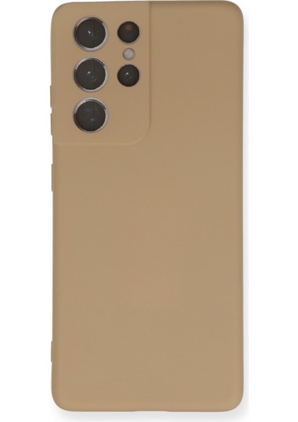 Samsung Galaxy S21 Ultra Kılıf Nano Içi Kadife Silikon - Bej