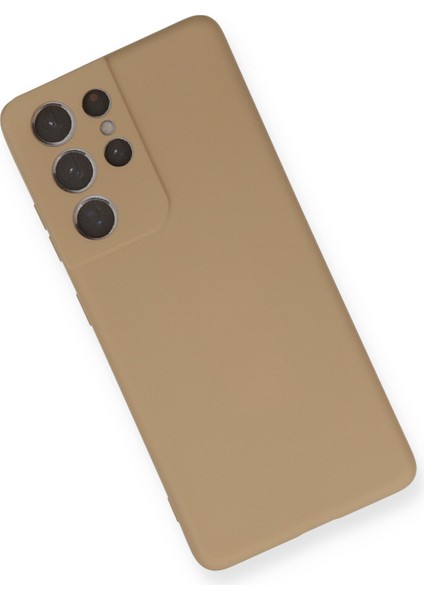Samsung Galaxy S21 Ultra Kılıf Nano Içi Kadife Silikon - Bej modelleri
