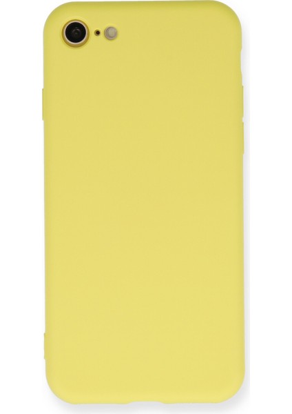 iPhone 7 Kılıf Nano Içi Kadife Silikon - Mat Sarı