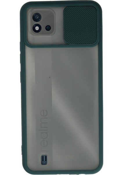 Realme C11 2021 Kılıf Palm Buzlu Kamera Sürgülü Silikon - Yeşil