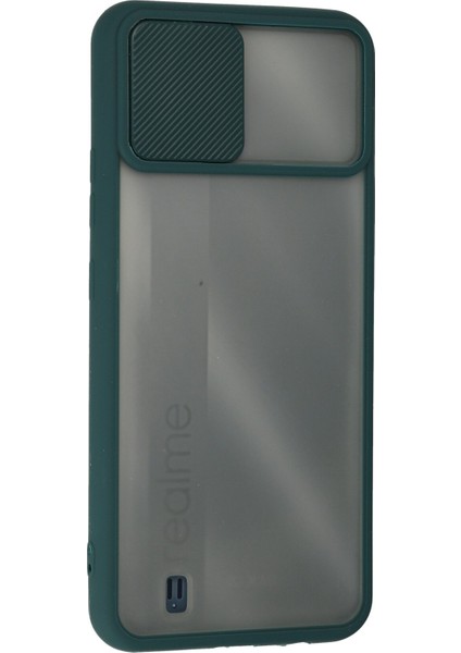 Realme C11 2021 Kılıf Palm Buzlu Kamera Sürgülü Silikon - Yeşil fiyatları