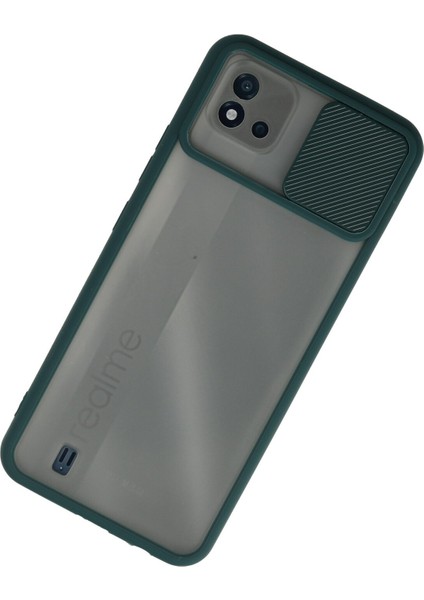 Realme C11 2021 Kılıf Palm Buzlu Kamera Sürgülü Silikon - Yeşil modelleri
