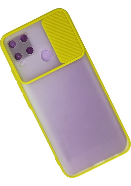 Realme C15 Kılıf Palm Buzlu Kamera Sürgülü Silikon - Sarı fiyatları