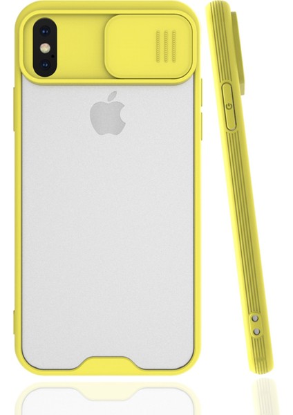 iPhone x Kılıf Platin Kamera Koruma Silikon - Sarı
