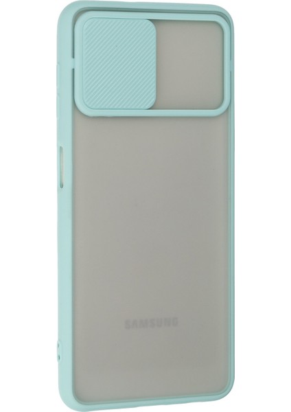 Samsung Galaxy A22 Kılıf Palm Buzlu Kamera Sürgülü Silikon - Turkuaz fiyatları