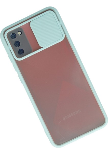 Samsung Galaxy A03S Kılıf Palm Buzlu Kamera Sürgülü Silikon - Turkuaz fiyatları