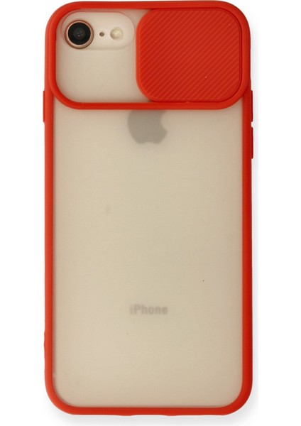 iPhone Se 2020 Kılıf Palm Buzlu Kamera Sürgülü Silikon - Kırmızı