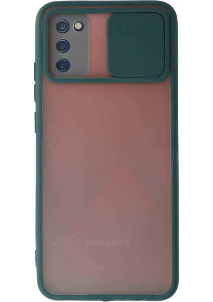 Samsung Galaxy A02S Kılıf Palm Buzlu Kamera Sürgülü Silikon - Yeşil