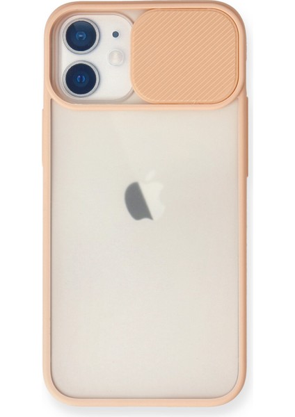 iPhone 12 Mini Kılıf Palm Buzlu Kamera Sürgülü Silikon - Pembe