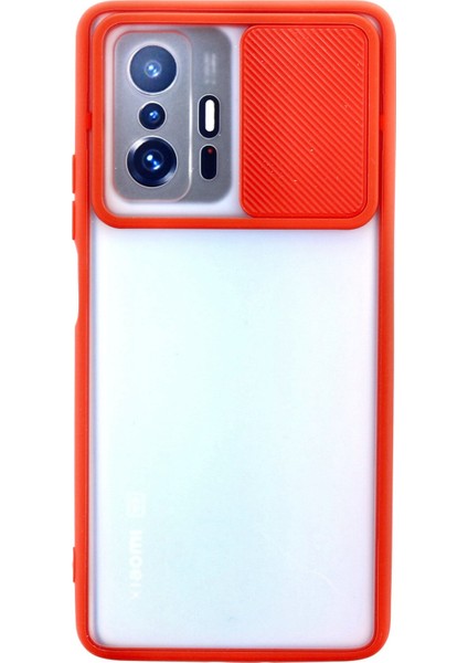 Xiaomi Mi 11T Kılıf Palm Buzlu Kamera Sürgülü Silikon - Kırmızı
