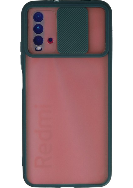 Xiaomi Redmi Note 9 4g Kılıf Palm Buzlu Kamera Sürgülü Silikon - Yeşil