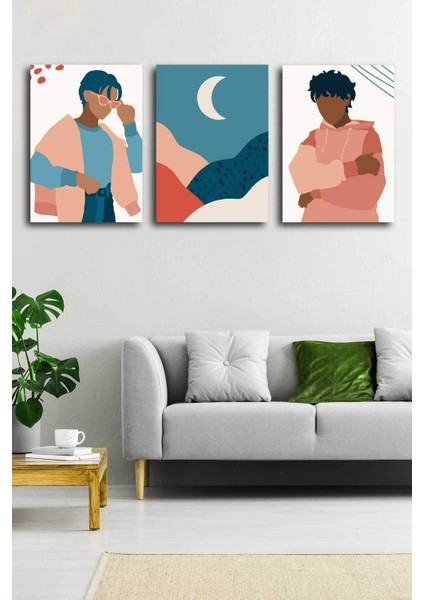 Gift Pack Soyut Modern Minimal Kanvas Tablosu 3'lü Canvas Tablo Seti