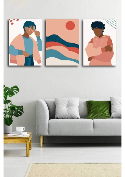 Gift Pack Soyut Modern Minimal Kanvas Tablosu 3'lü Canvas Tablo Seti