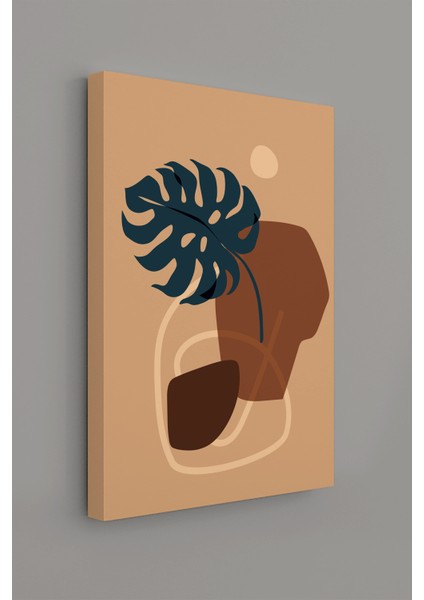 Tropikal Soyut Yapraklar Modern Minimal Kanvas Tablosu 3'lü Canvas Tablo Seti modelleri