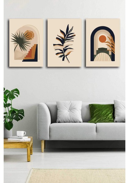 Soyut Modern Minimal Kanvas Tablosu 3'lü Canvas Tablo Seti