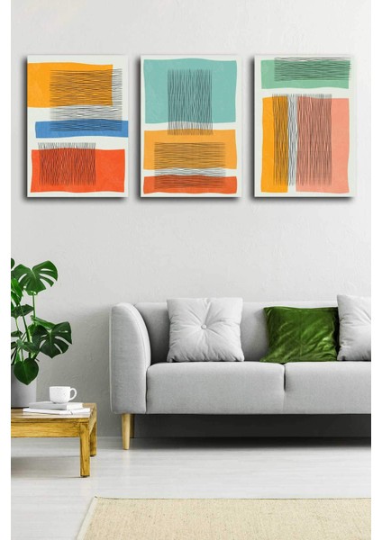 Gift Pack Soyut Modern Minimal Kanvas Tablosu 3'lü Canvas Tablo Seti