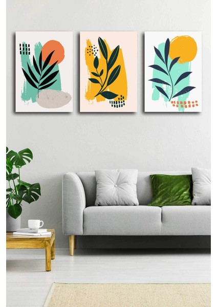 Soyut Modern Minimal Kanvas Tablosu 3'lü Canvas Tablo Seti