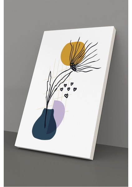 Gift Pack Soyut Çiçekler Modern Minimal Kanvas Tablosu 3'lü Canvas Tablo Seti