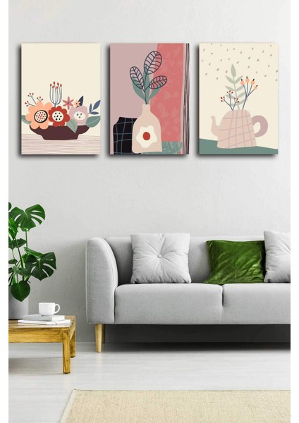 Gift Pack Soyut Modern Minimal Kanvas Tablosu 3'lü Canvas Tablo Seti