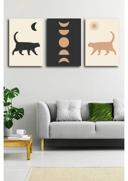 Soyut Modern Minimal Kanvas Tablosu 3'lü Canvas Tablo Seti
