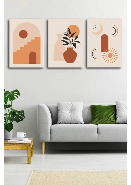 Soyut Modern Minimal Kanvas Tablosu 3'lü Canvas Tablo Seti