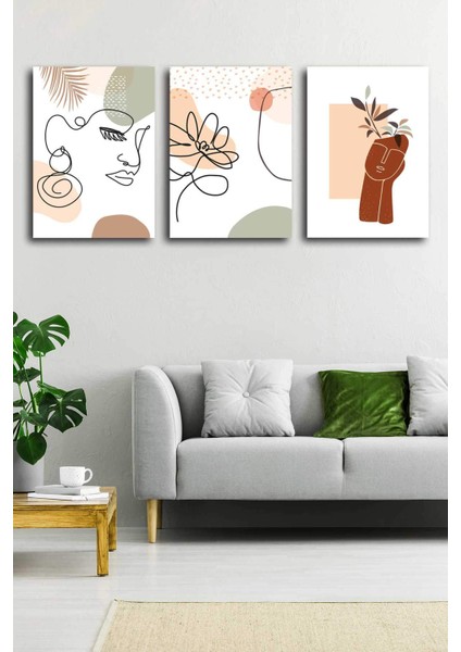 Gift Pack Soyut Modern Minimal Kanvas Tablosu 3'lü Canvas Tablo Seti