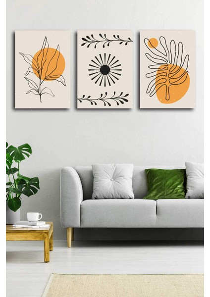 Gift Pack Soyut Modern Minimal Kanvas Tablosu 3'lü Canvas Tablo Seti