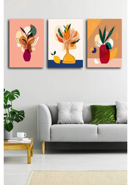 Gift Pack Soyut Modern Minimal Kanvas Tablosu 3'lü Canvas Tablo Seti
