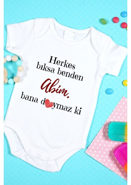 Özel Tasarım Bebek Zıbın - Çıtçıtlı Body (Doymaz Ki Abim!)