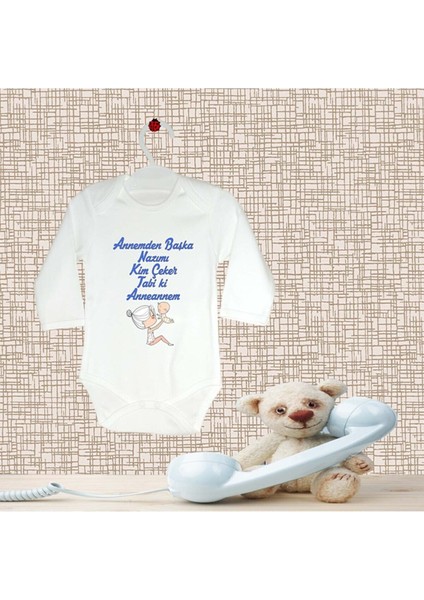 Annemden Başka Kim Çeker Nazımı Baskılı Bebek Zıbını