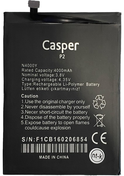 Via P2 Uyumlu Casper N4000Y 4000 Mah Batarya