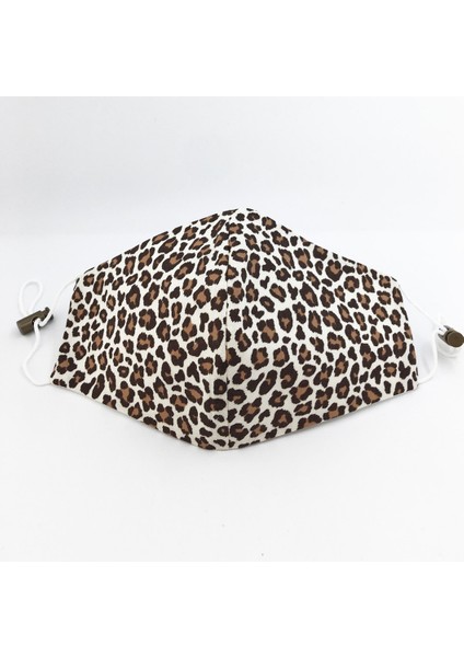 Kumaş Maske Leopar Desenli Pamuklu Kumaş Maske Çift Katlı Yıkanabilir