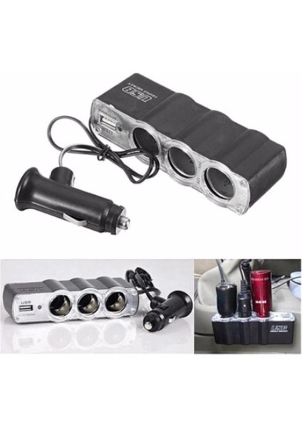 Araba Araç Oto Çakmak Çoklayıcı Çoğaltıcı Soketi USB Çakmaklık