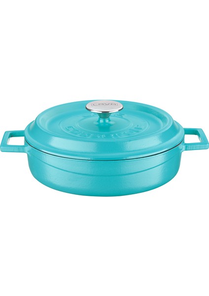 Döküm Demir Spring Çok Amaçlı Yayvan Tencere Trendy Kapak Mat Turkuaz (Ø) 24 cm