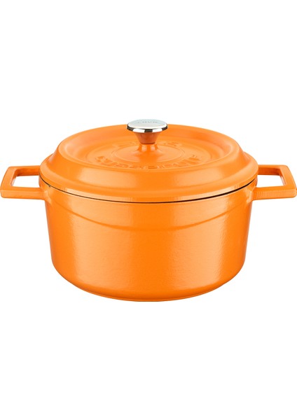 Döküm Demir Spring Yuvarlak Tencere Trendy Kapak Mat Turuncu (Ø) 20 cm