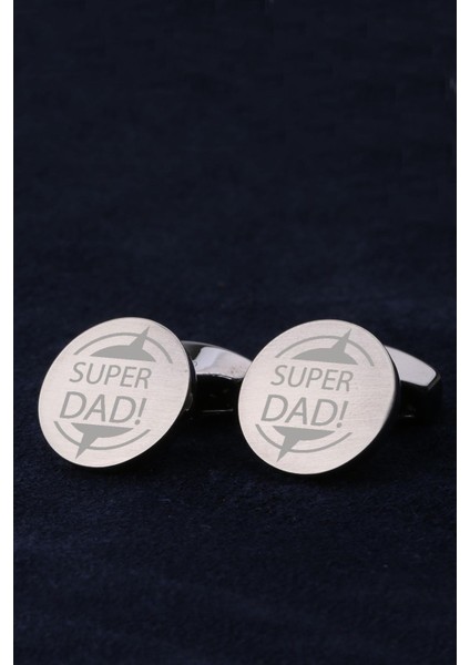 Füme Renk Babaya Hediye Super Dad Kol Düğmesi