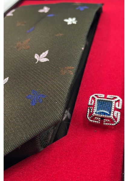 Kahverengi Italyan Ipek Kravat Çelik Kol Düğmesi Erkek Hediye Seti Sks modelleri