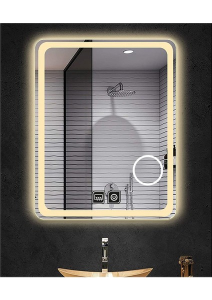 70X110 cm Makyaj Aynalı Dokunmatik Tuşlu Buğu Yapmayan Ledli Banyo Aynası modelleri