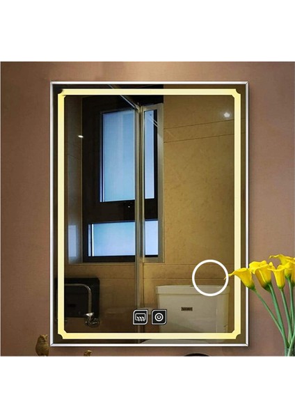 75X105 cm Makyaj Aynalı Dokunmatik Tuşlu Buğu Yapmayan Ledli Banyo Aynası fırsatları