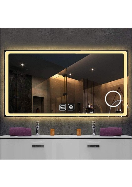 75X105 cm Makyaj Aynalı Dokunmatik Tuşlu Buğu Yapmayan Ledli Banyo Aynası indirimleri