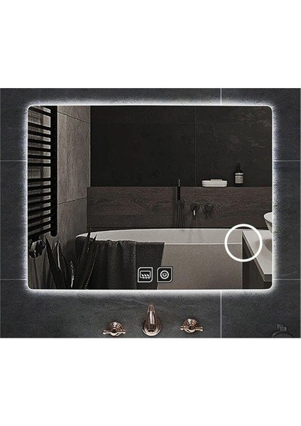 60X70 cm Makyaj Aynalı Dokunmatik Tuşlu Buğu Yapmayan Ledli Banyo Aynası modelleri