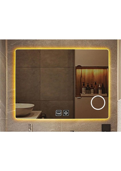 60X70 cm Makyaj Aynalı Dokunmatik Tuşlu Buğu Yapmayan Ledli Banyo Aynası fırsatları