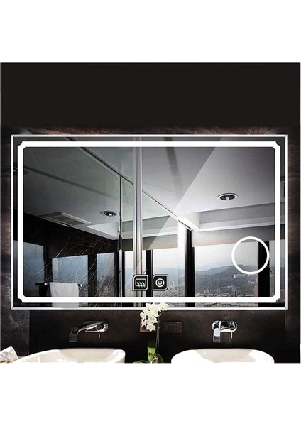 40X55 cm Makyaj Aynalı Dokunmatik Tuşlu Buğu Yapmayan Ledli Banyo Aynası