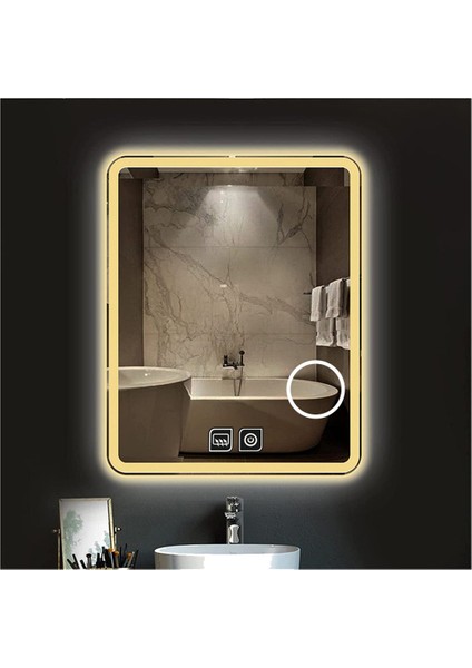 40X55 cm Makyaj Aynalı Dokunmatik Tuşlu Buğu Yapmayan Ledli Banyo Aynası fırsatları