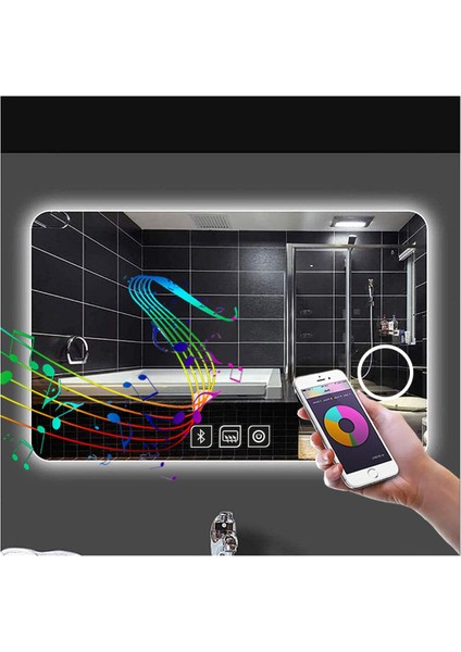 75X105 cm Bluetoothlu Makyaj Aynalı Buğu Yapmayan Ledli Banyo Aynası fırsatları