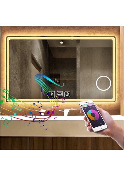 60X70 cm Bluetoothlu Makyaj Aynalı Buğu Yapmayan Ledli Banyo Aynası fırsatları