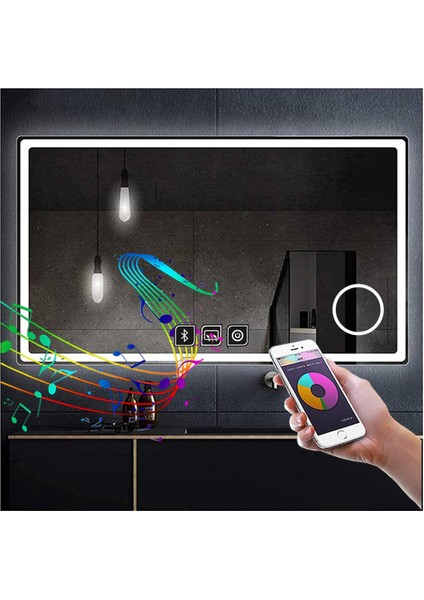 50X65 cm Bluetoothlu Makyaj Aynalı Buğu Yapmayan Ledli Banyo Aynası fırsatları