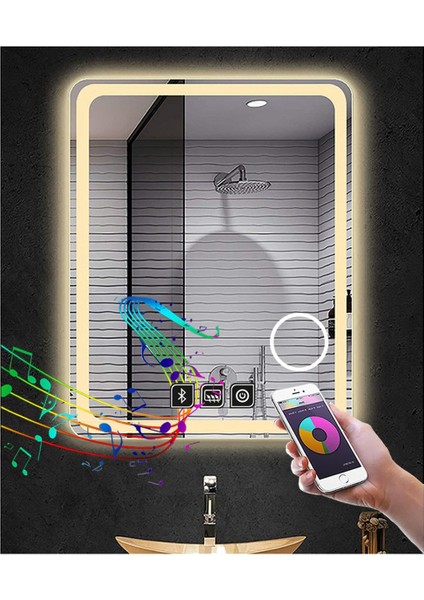 50X65 cm Bluetoothlu Makyaj Aynalı Buğu Yapmayan Ledli Banyo Aynası fırsatları