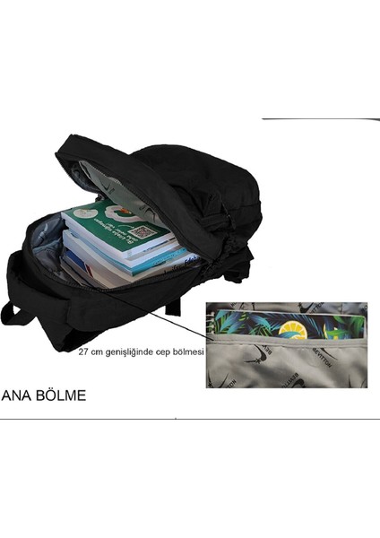 Su Geçirmez Kumaş Moden Gri Unisex Kadın Sırt Çantası 2200
