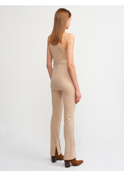 7008 Yırtmaç Detaylı Örme Pantolon-Camel fiyatları